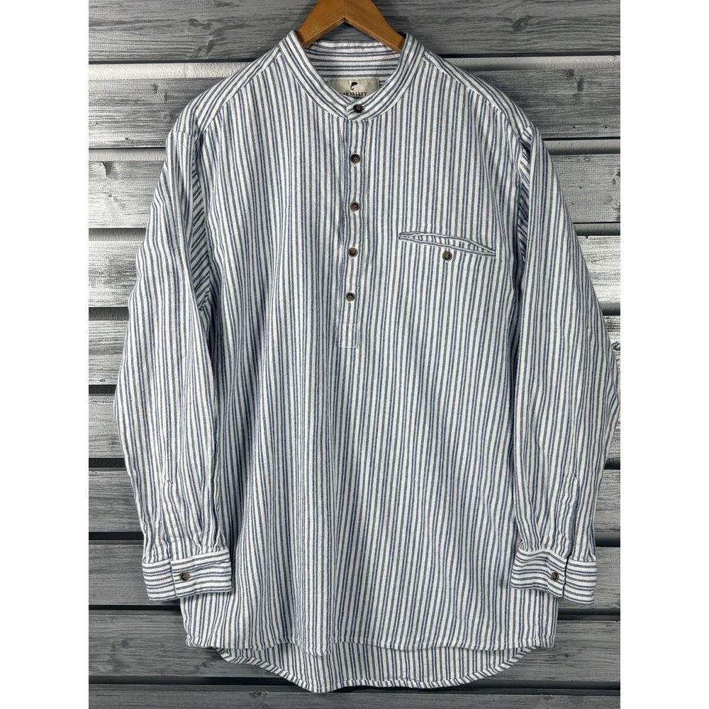 Lee Valley Ireland Flannel Shirt Mens M Striped Long Sleeve Grandfather